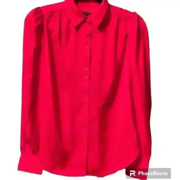 Ann Taylor Red Silky button up Sixe XSP Gorgeous Exc Con - Picture 15 of 15